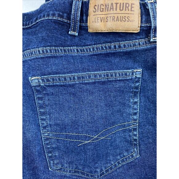 Levi Strauss Signature Jeans Mens‎ 40 x 29.5 Dark Wash Denim Straight Relaxed - Picture 3 of 10